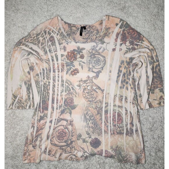 Susan Lawrence Y2K Floral Rhinestone Embellished Top Women’s Blouse VTG Sz 2x - Picture 1 of 4